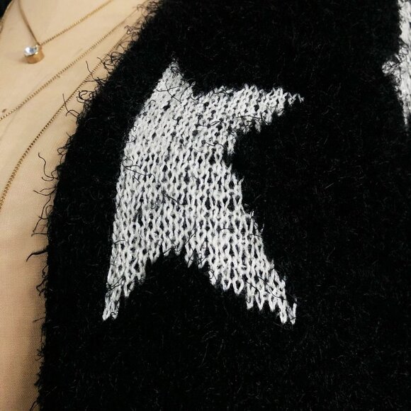 Torrid Star long Cardigan Sweater Fuzzy Black & silver Sz 00 - Picture 7 of 16